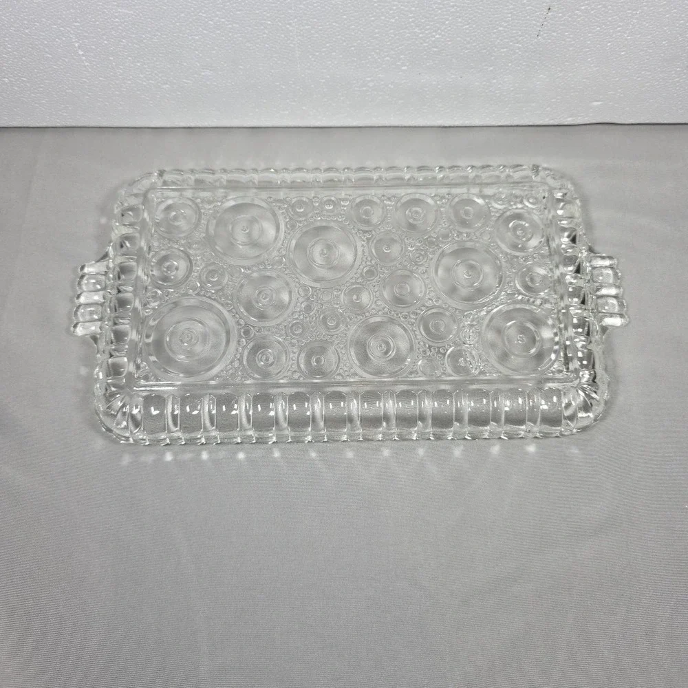 Vintage‎ Anchor Hocking Circle Bubbles Glass Luncheon Snack Tray